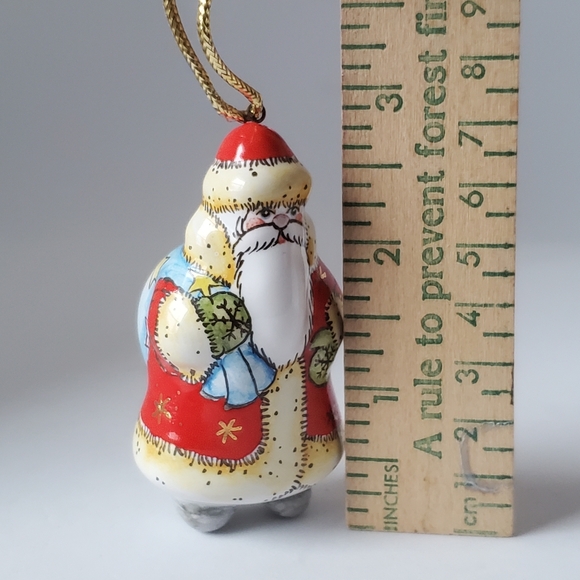 Handpainted Santa Ornament Handmade in Russia Vintage Ceramic Christmas Decor - Picture 9 of 9